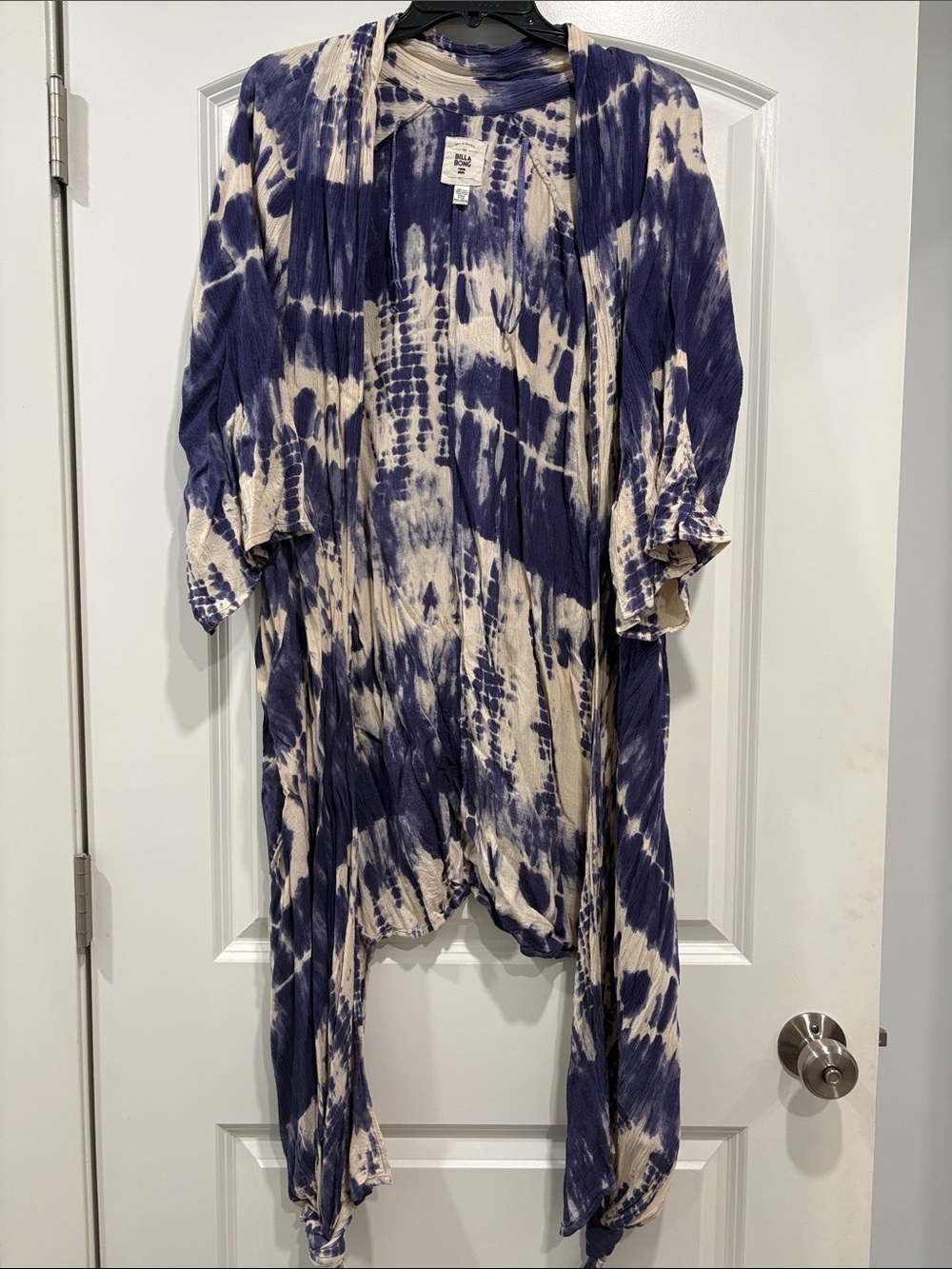 Billabong Tie-Dye Open Front Cardigan - Navy & Cream